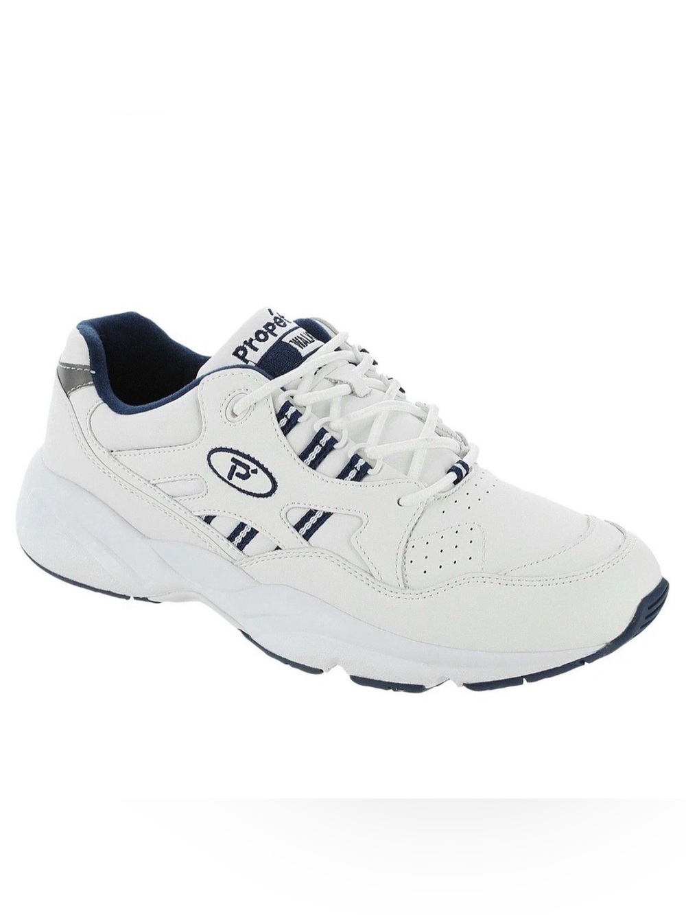 Propet Men's Stability Walker White Navy Size 9 Walking Shoes Sneakers